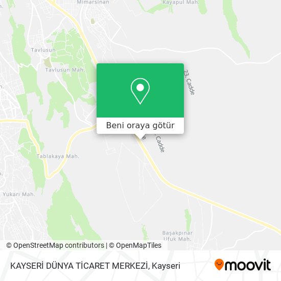 KAYSERİ  DÜNYA TİCARET MERKEZİ harita