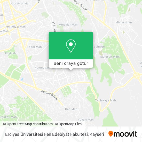 Erciyes Üniversitesi Fen Edebiyat Fakültesi harita