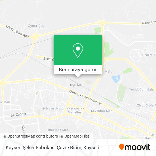 Kayseri Şeker Fabrikası Çevre Birim harita