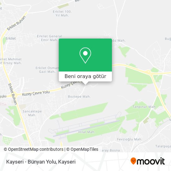 Kayseri - Bünyan Yolu harita