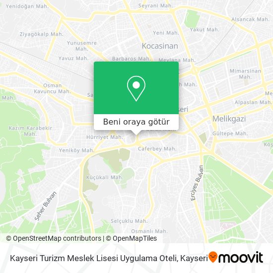 Kayseri Turizm Meslek Lisesi Uygulama Oteli harita