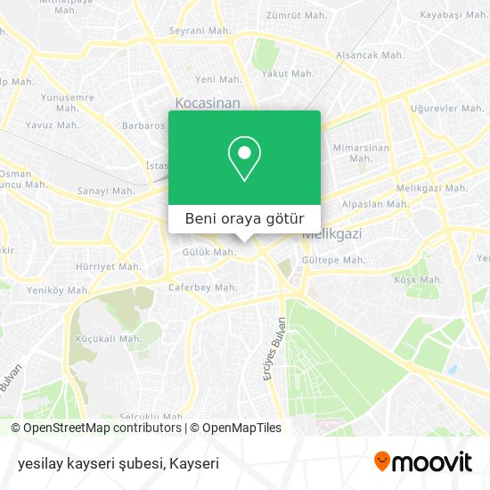 yesilay kayseri şubesi harita