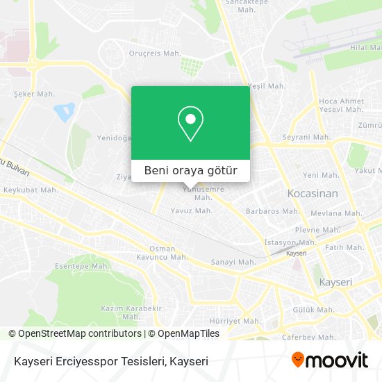 Kayseri Erciyesspor Tesisleri harita