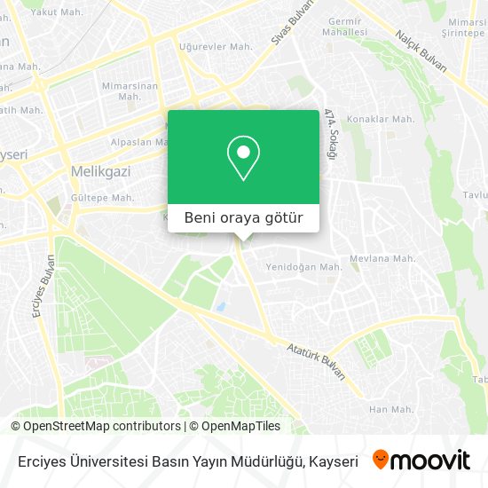 Erciyes Üniversitesi Basın Yayın Müdürlüğü harita
