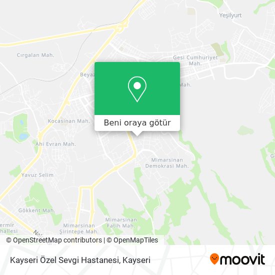 Kayseri Özel Sevgi Hastanesi harita