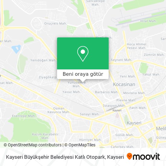 Kayseri Büyükşehir Belediyesi Katlı Otopark harita