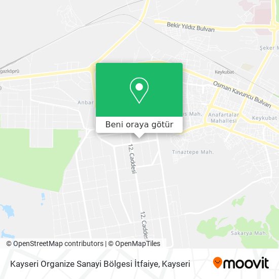 Kayseri Organize Sanayi Bölgesi İtfaiye harita