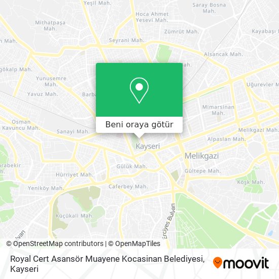 Royal Cert Asansör Muayene Kocasinan Belediyesi harita