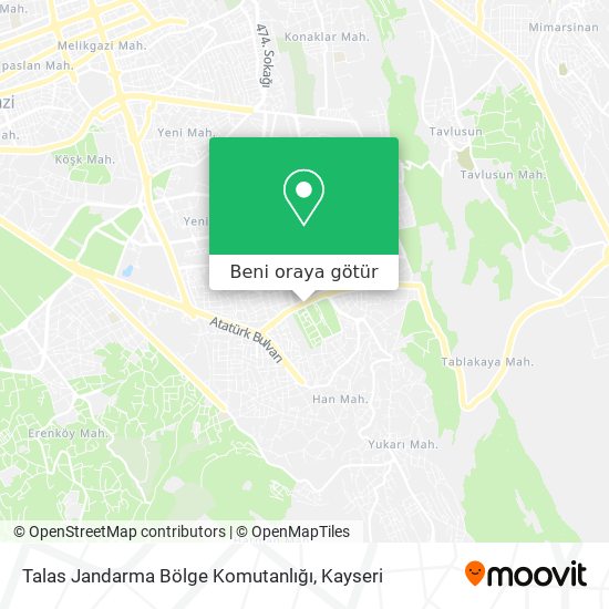 Talas Jandarma Bölge Komutanlığı harita