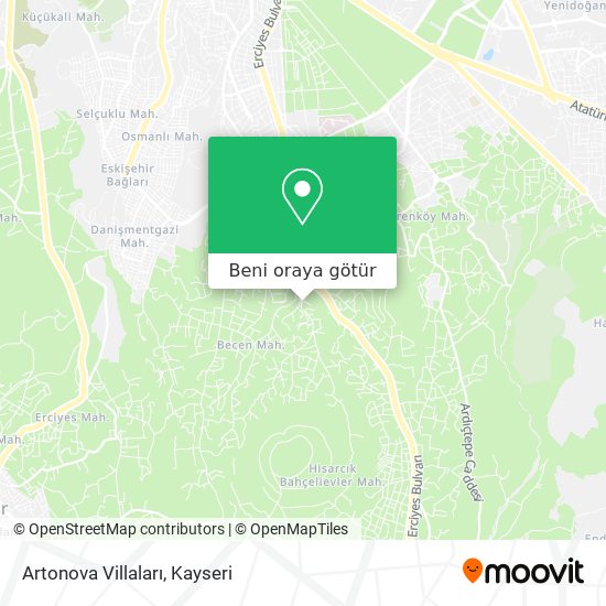 Artonova Villaları harita