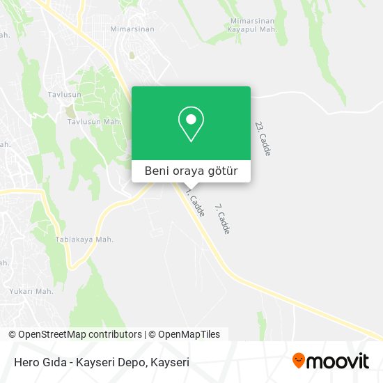 Hero Gıda - Kayseri Depo harita