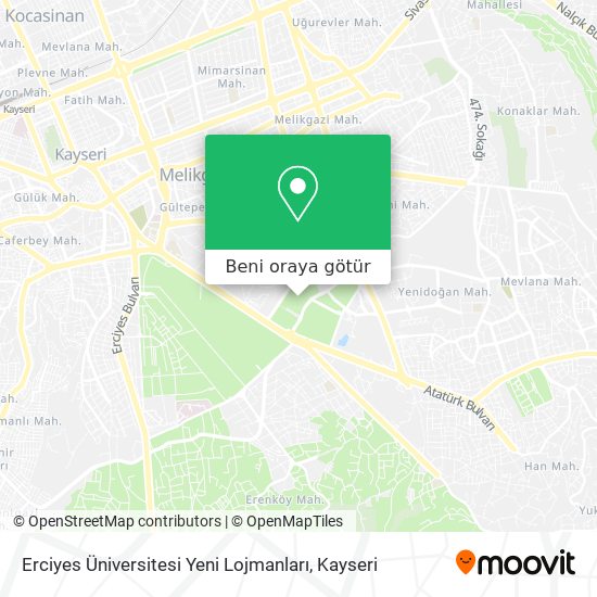 Erciyes Üniversitesi Yeni Lojmanları harita