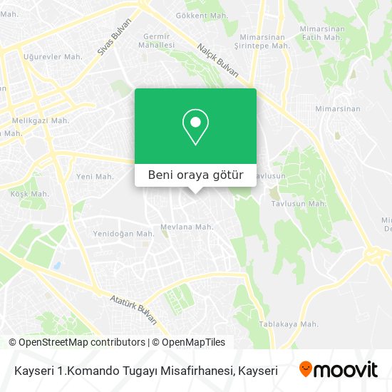 Kayseri 1.Komando Tugayı Misafirhanesi harita
