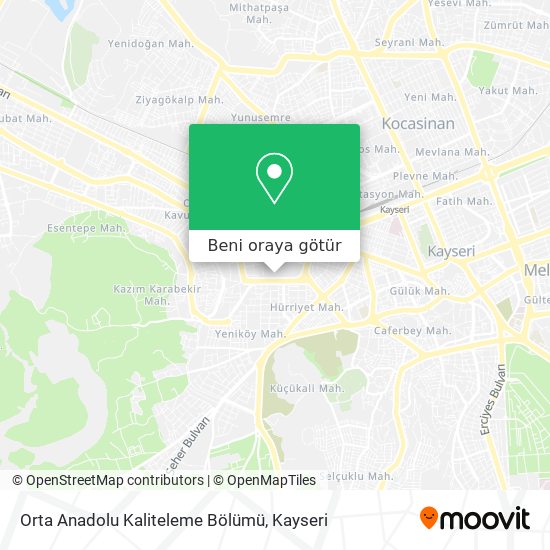 Orta Anadolu Kaliteleme Bölümü harita