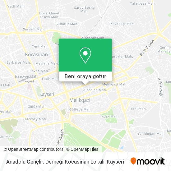 Anadolu Gençlik Derneği Kocasinan Lokali harita