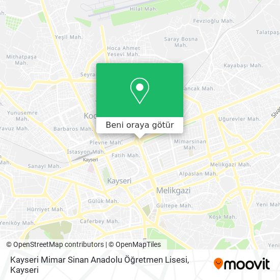 Kayseri Mimar Sinan Anadolu Öğretmen Lisesi harita