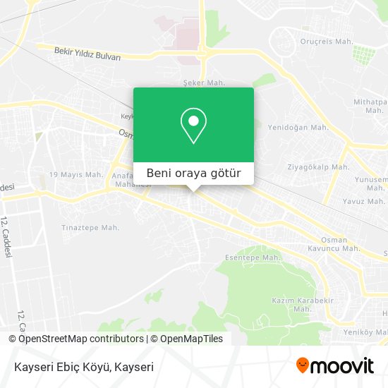 Kayseri Ebiç Köyü harita