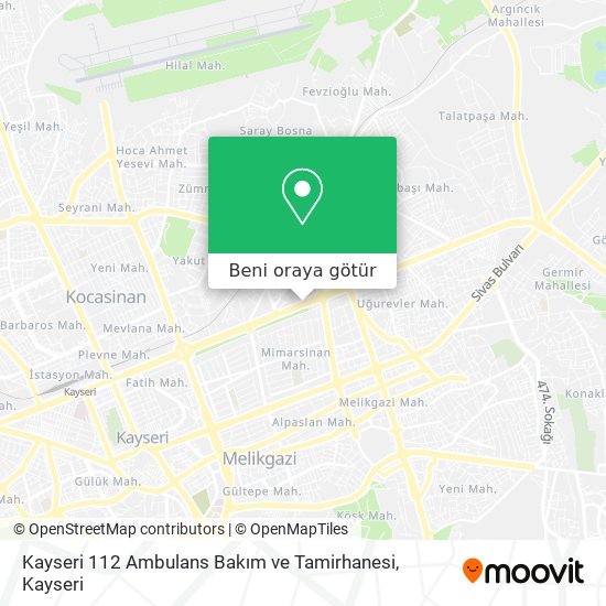 Kayseri 112 Ambulans Bakım ve Tamirhanesi harita