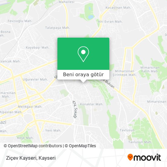 Ziçev Kayseri harita