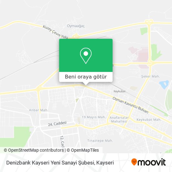 Denizbank Kayseri Yeni Sanayi Şubesi harita