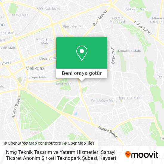 Nmg Teknik Tasarım ve Yatırım Hizmetleri Sanayi Ticaret Anonim Şirketi Teknopark Şubesi harita