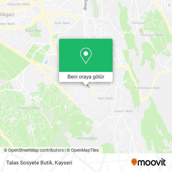 Talas Sosyete Butik harita