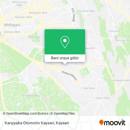 Karşiyaka Otomotiv Kayseri harita