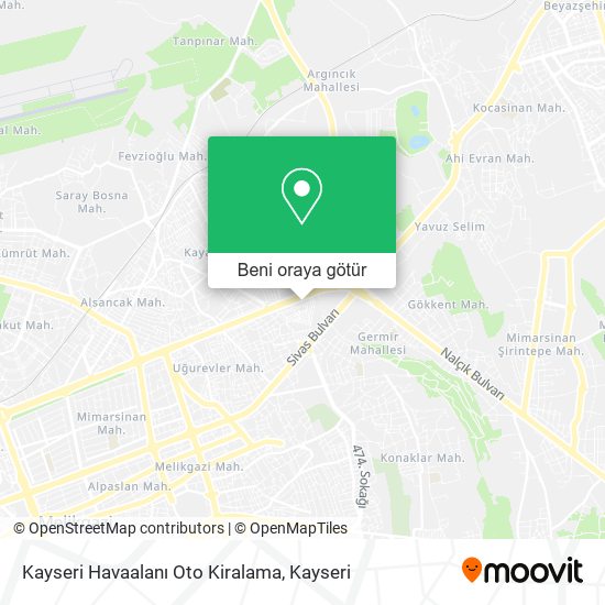 Kayseri Havaalanı Oto Kiralama harita