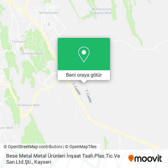 Bese Metal Metal Ürünleri İnşaat Taah.Plas.Tic.Ve San.Ltd.Şti. harita