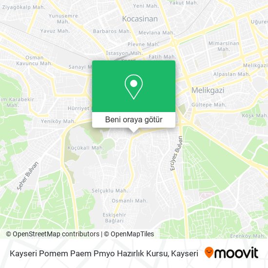 Kayseri Pomem Paem Pmyo Hazırlık Kursu harita