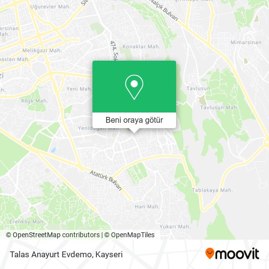 Talas Anayurt Evdemo harita