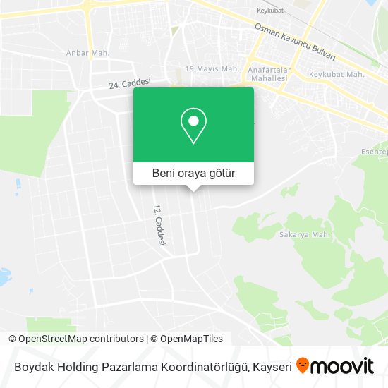 Boydak Holding Pazarlama Koordinatörlüğü harita