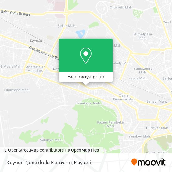 Kayseri-Çanakkale Karayolu harita