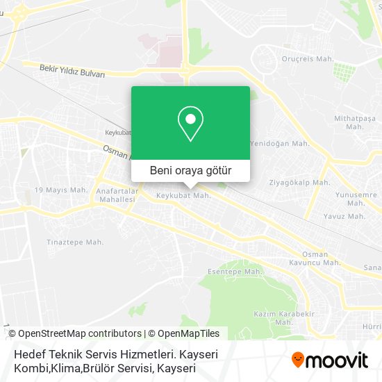 Hedef Teknik Servis Hizmetleri. Kayseri Kombi,Klima,Brülör Servisi harita