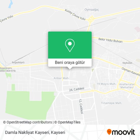 Damla Nakliyat Kayseri harita