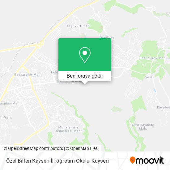 Özel Bilfen Kayseri İlköğretim Okulu harita