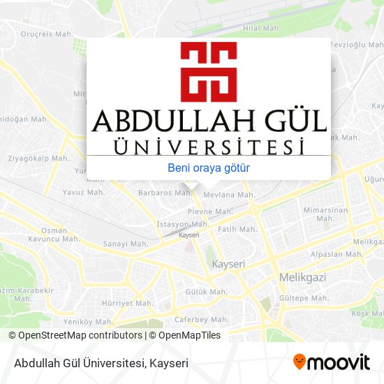 Abdullah Gül Üniversitesi harita
