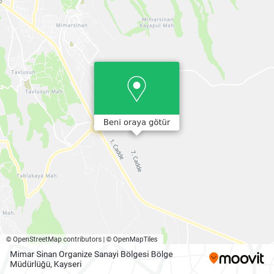 Mimar Sinan Organize Sanayi Bölgesi Bölge Müdürlüğü harita