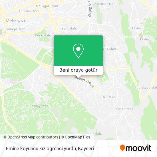 Emine koyuncu kız öğrenci yurdu harita