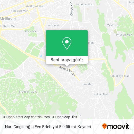 Nuri Cıngıllıoğlu Fen Edebiyat Fakültesi harita