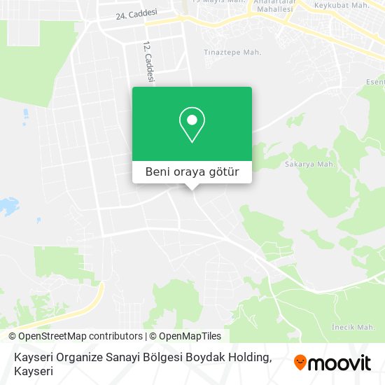 Kayseri Organize Sanayi Bölgesi Boydak Holding harita
