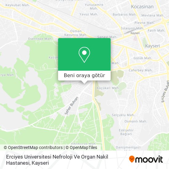 Erciyes Universitesi Nefroloji Ve Organ Nakil Hastanesi harita
