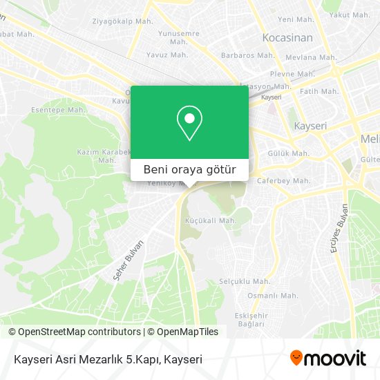 Kayseri Asri Mezarlık 5.Kapı harita
