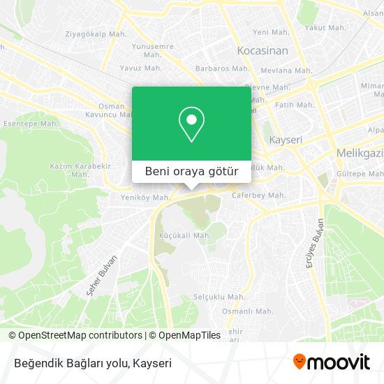 Beğendik Bağları yolu harita