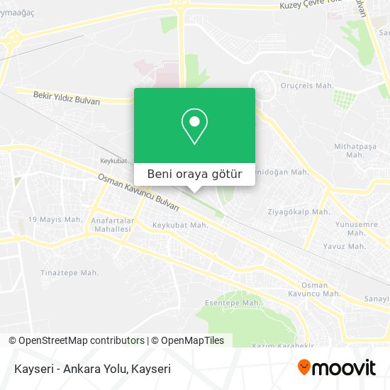 Kayseri - Ankara Yolu harita