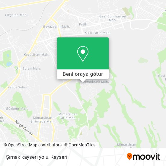 Şırnak kayseri yolu harita