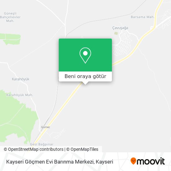 Kayseri Göçmen Evi Barınma Merkezi harita