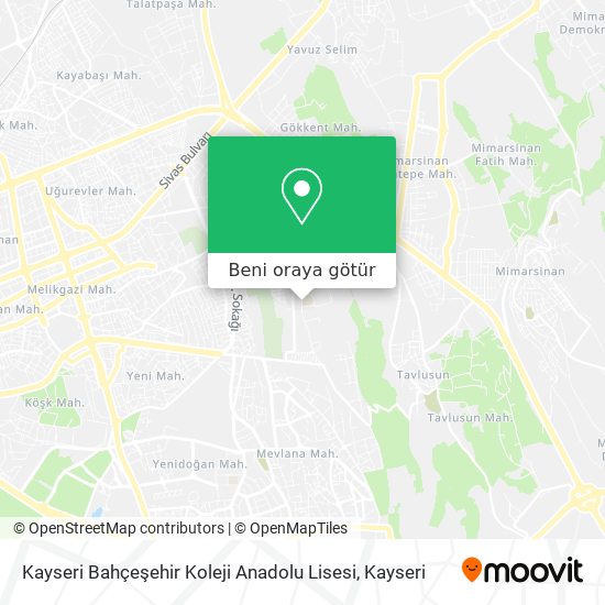 Kayseri Bahçeşehir Koleji Anadolu Lisesi harita