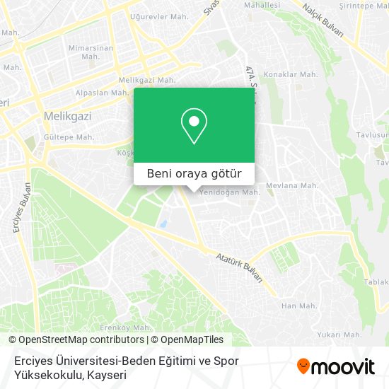 Erciyes Üniversitesi-Beden Eğitimi ve Spor Yüksekokulu harita