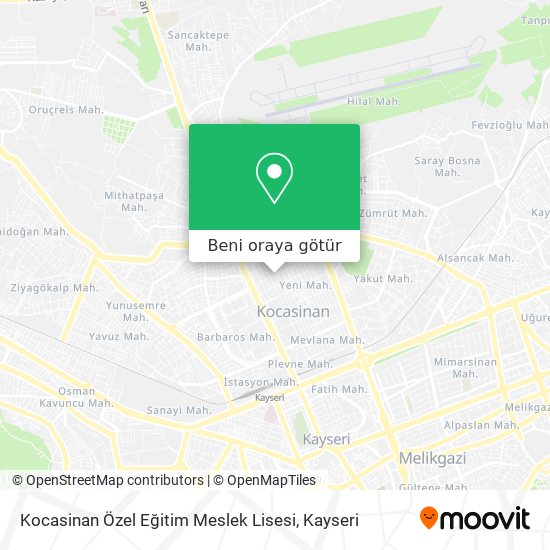 Kocasinan Özel Eğitim Meslek Lisesi harita
